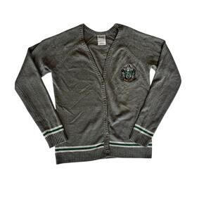 Harry Potter Grey Slytherin Cardigan Sweater (Size L)